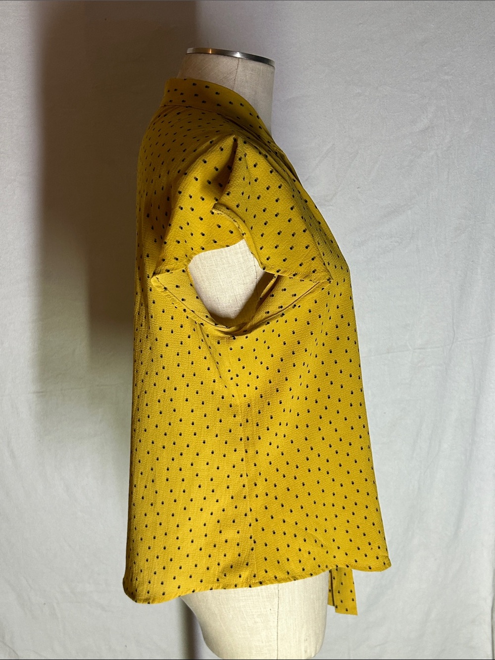 Sweet Wanderer Mustard Yellow Polka Dot Tie-Neck Blouse - Picture 4 of 4